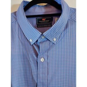 Vineyard Vines Murray Shirt Mens Whale 2XL Blue Pink Check Button-Down Classic
